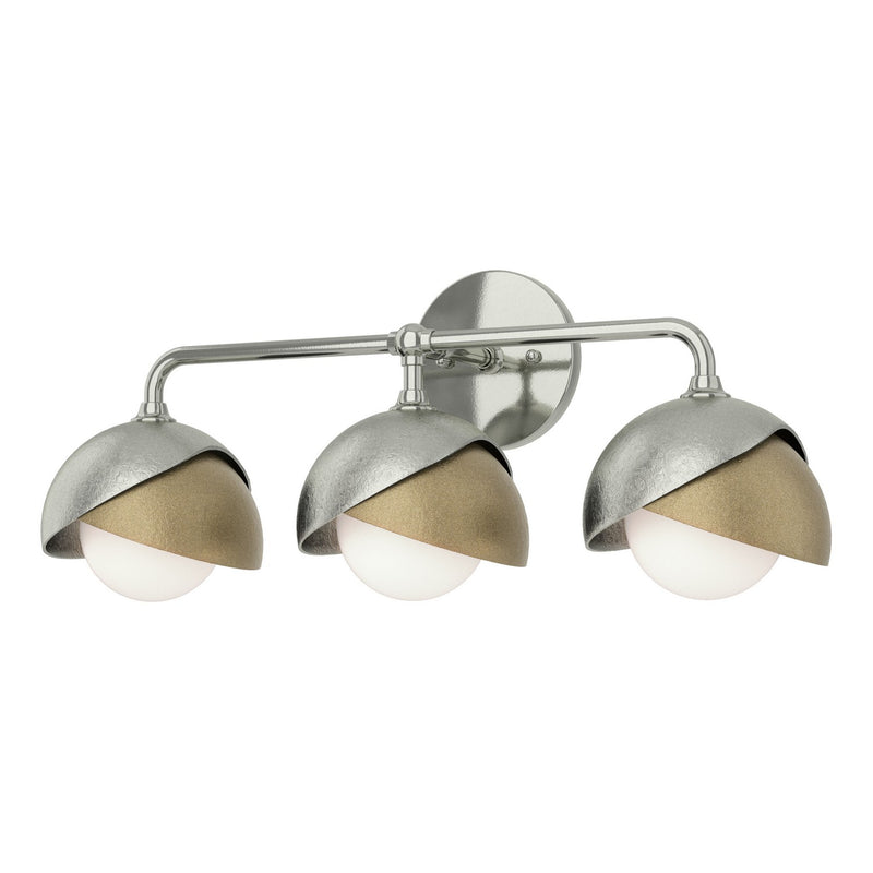 Hubbardton Forge 201375-SKT-85-84-GG0711 Three Light Bath Sconce, Sterling