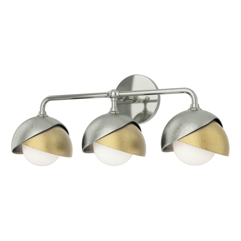Hubbardton Forge 201375-SKT-85-86-GG0711 Three Light Bath Sconce, Sterling