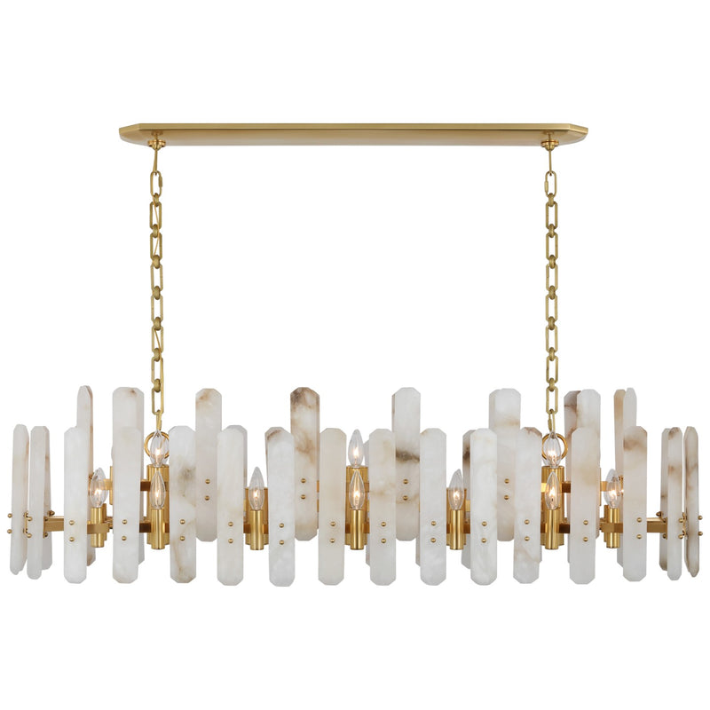 Visual Comfort Signature ARN 5127HAB-ALB 24 Light Linear Chandelier, Hand-Rubbed Antique Brass