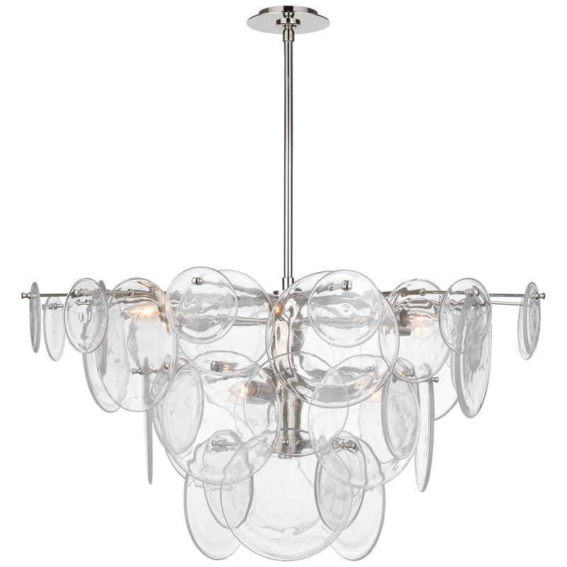 Visual Comfort Signature ARN 5450PN-CSG Nine Light Chandelier, Polished Nickel