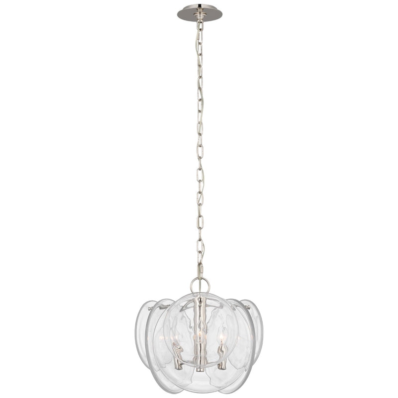 Visual Comfort Signature ARN 5453PN-CSG Three Light Chandelier, Polished Nickel