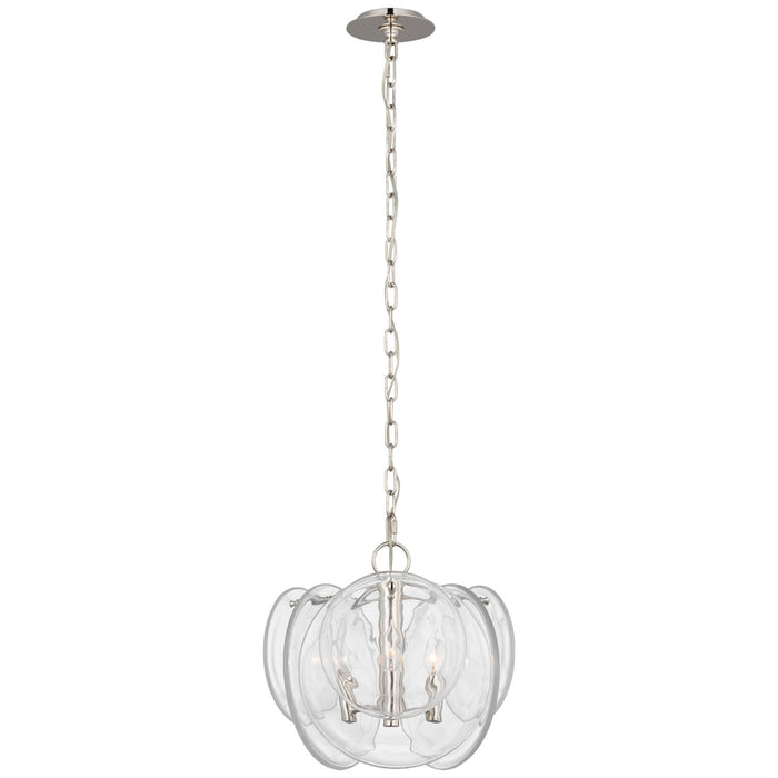 Visual Comfort Signature ARN 5453PN-CSG Three Light Chandelier, Polished Nickel