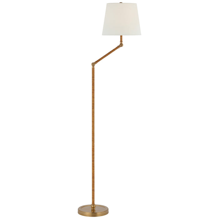 Visual Comfort Signature CHA 9083AB/NRT-L LED Floor Lamp, Antique-Burnished Brass and Natural Rattan