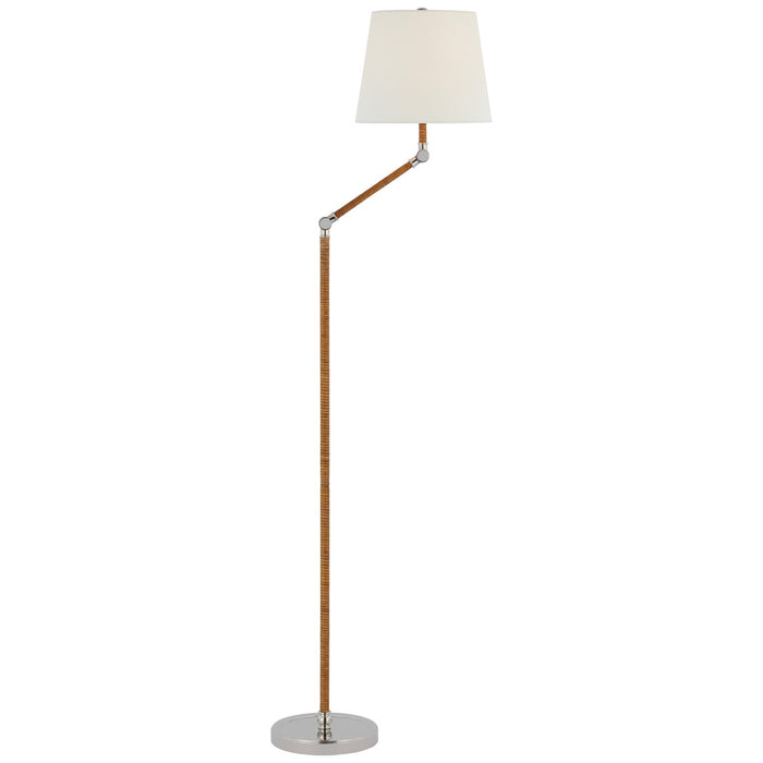 Visual Comfort Signature CHA 9083PN/NRT-L LED Floor Lamp, Polished Nickel and Natural Rattan