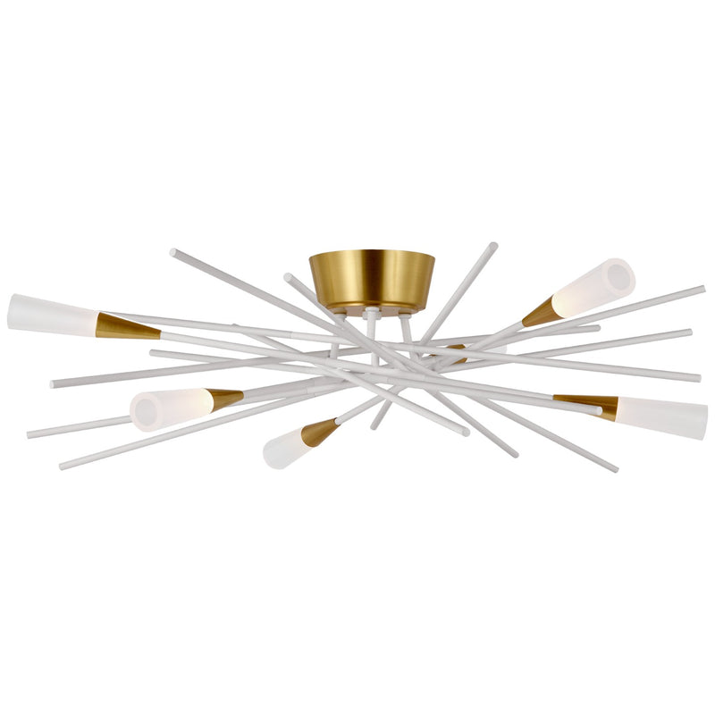 Visual Comfort Signature CHC 4620WHT LED Flush Mount, Matte White and Antique Brass