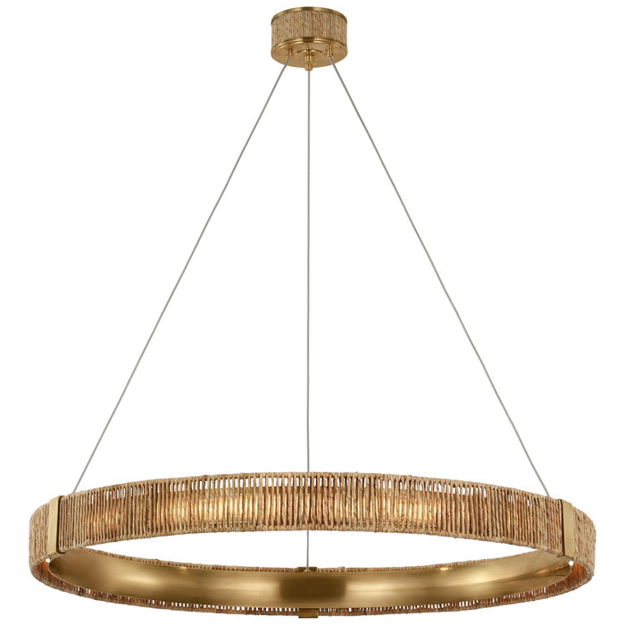 Visual Comfort Signature CHC 5040AB/NAB LED Chandelier, Antique-Burnished Brass and Natural Abaca