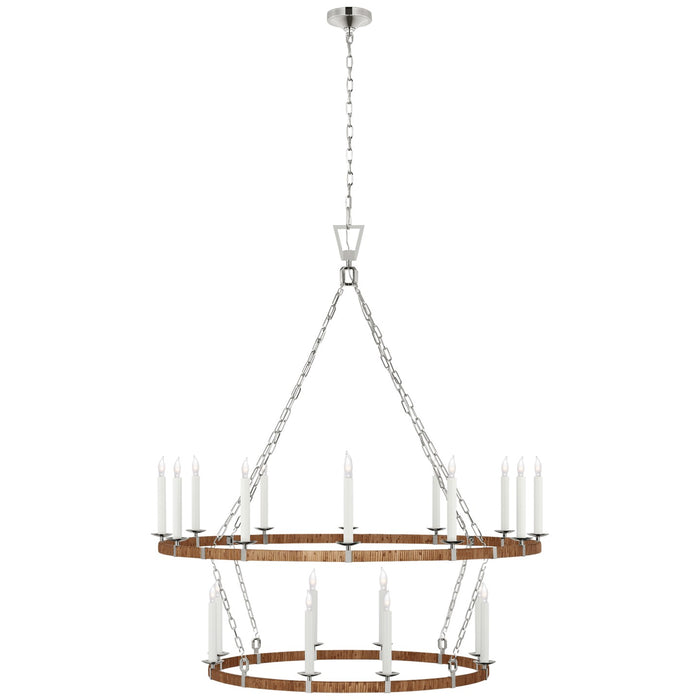 Visual Comfort Signature CHC 5882PN/NRT LED Chandelier, Polished Nickel and Natural Rattan