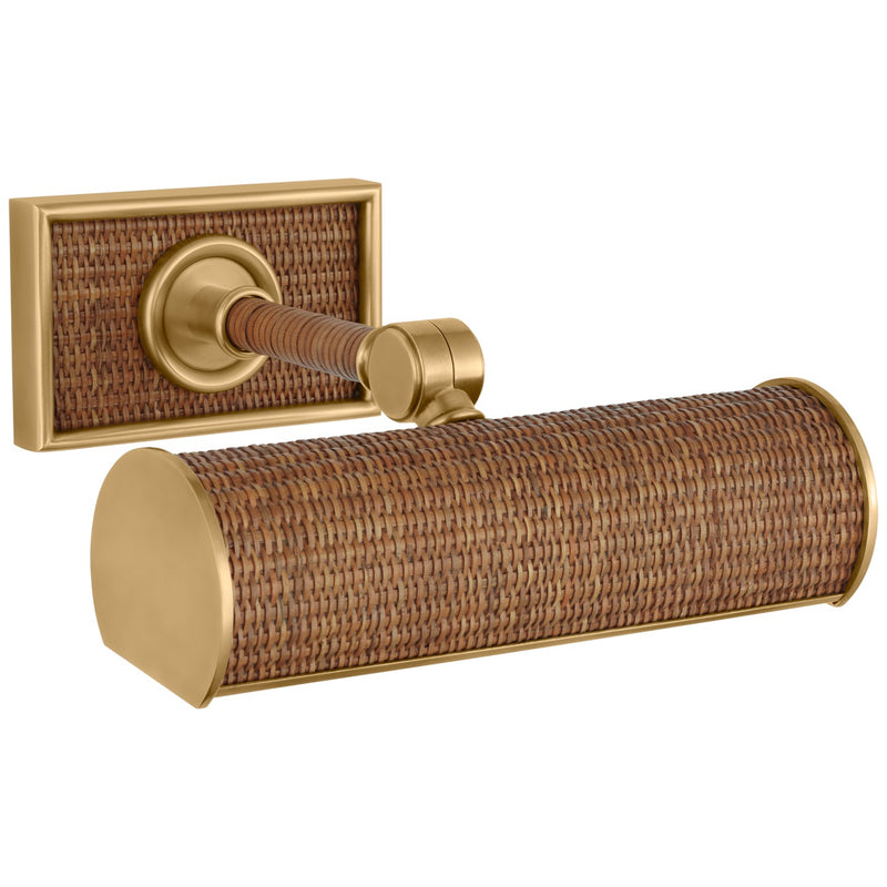 Visual Comfort Signature CHD 2580AB/NRT LED Picture Light, Antique-Burnished Brass and Natural Woven Rattan