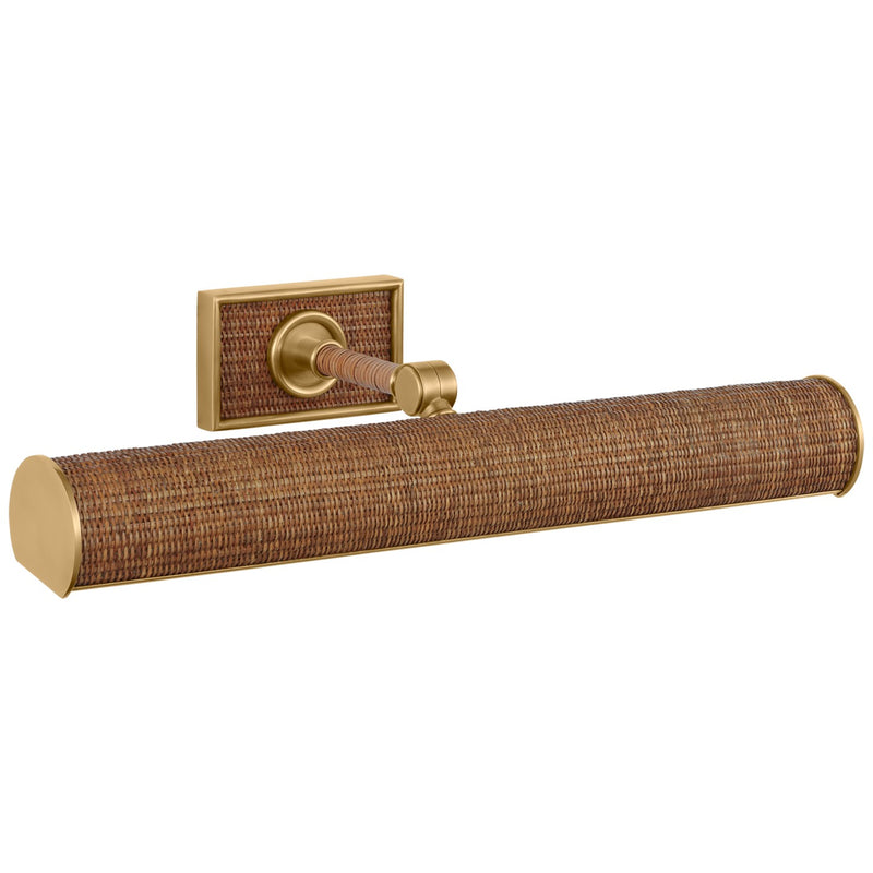 Visual Comfort Signature CHD 2583AB/NRT LED Picture Light, Antique-Burnished Brass and Natural Woven Rattan