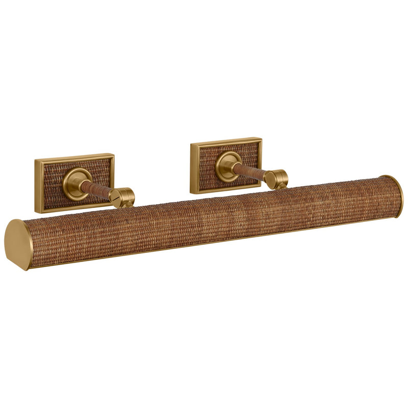 Visual Comfort Signature CHD 2585AB/NRT LED Picture Light, Antique-Burnished Brass and Natural Woven Rattan
