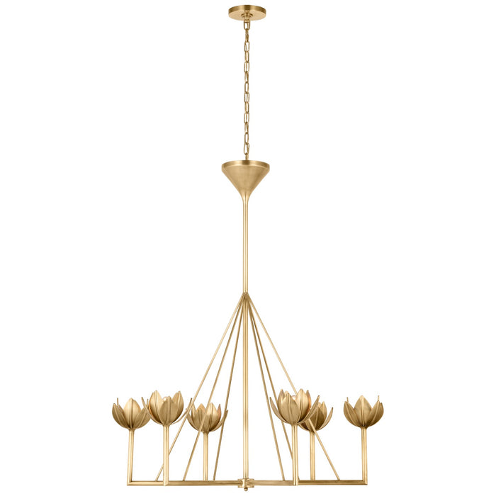 Visual Comfort Signature JN 5004AB Six Light Chandelier, Antique-Burnished Brass