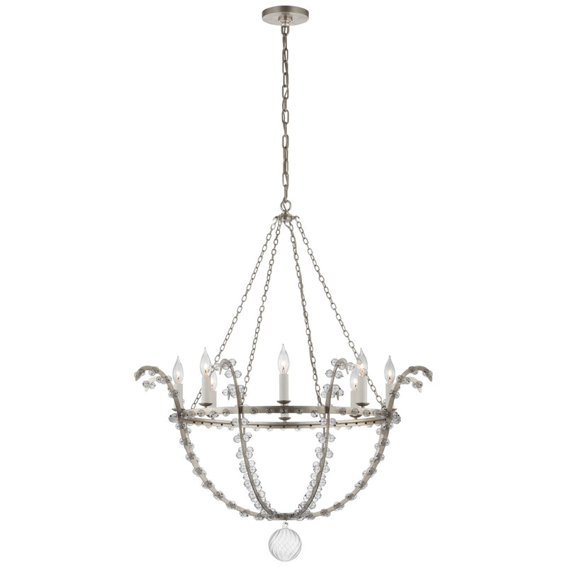 Visual Comfort Signature JN 5150BSL/CG LED Chandelier, Burnished Silver Leaf and Clear Glass