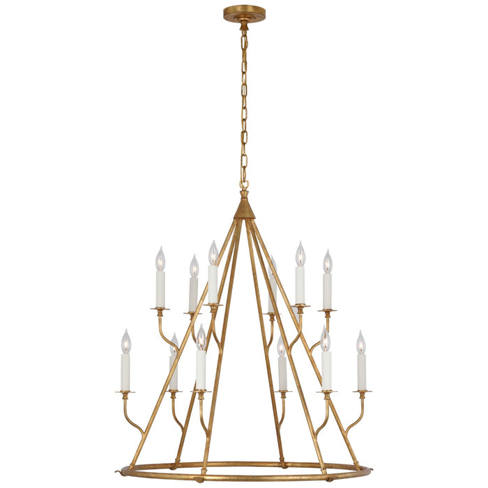 Visual Comfort Signature JN 5175GI LED Chandelier, Gilded Iron