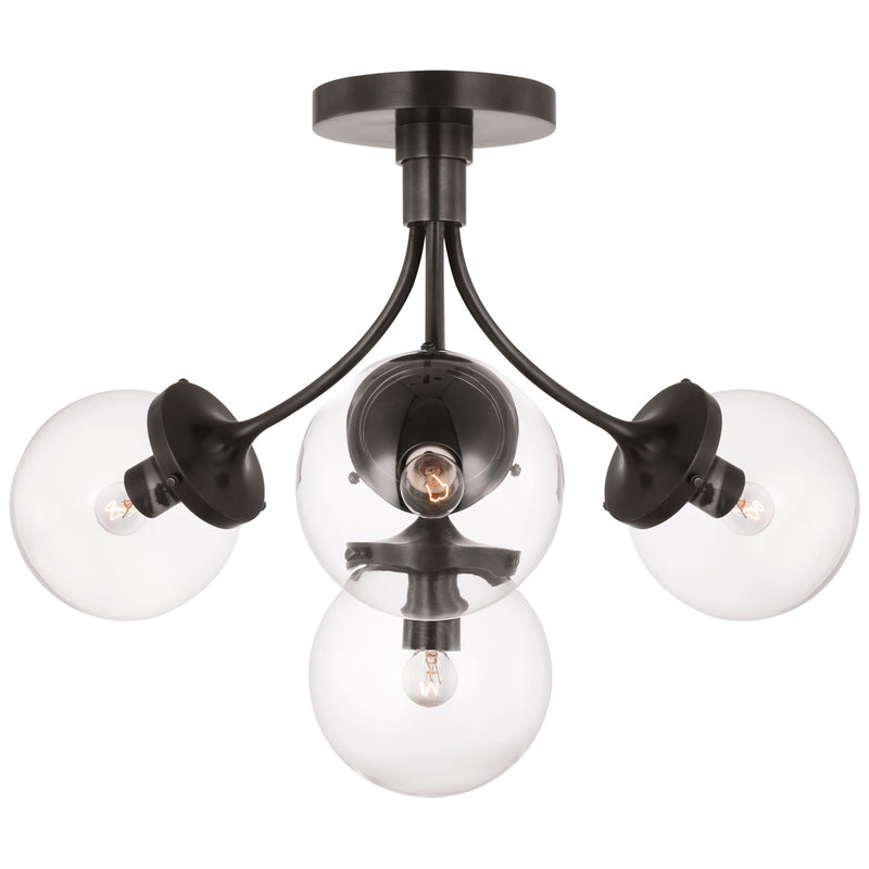 Visual Comfort Signature KS 4407BZ-CG Four Light Semi-Flush Mount, Bronze