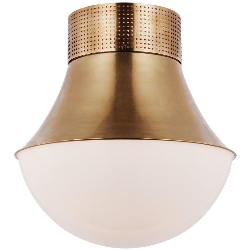 Visual Comfort Signature KW 4094AB-WG LED Flush Mount, Antique-Burnished Brass