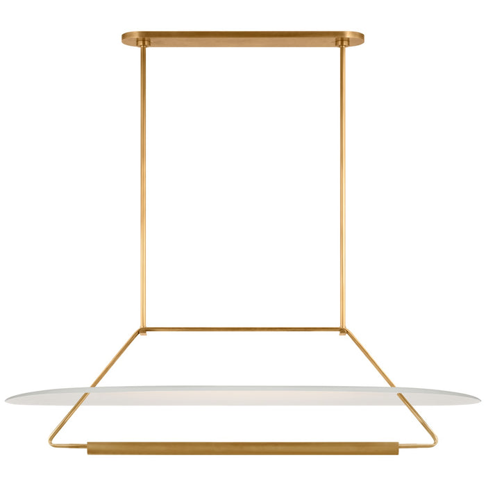 Visual Comfort Signature KW 5107AB/WHT LED Linear Pendant, Antique-Burnished Brass and Matte White