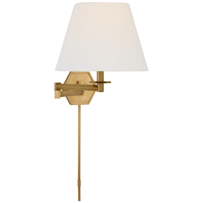 Visual Comfort Signature PCD 2005HAB-L LED Swing Arm Wall Light, Hand-Rubbed Antique Brass