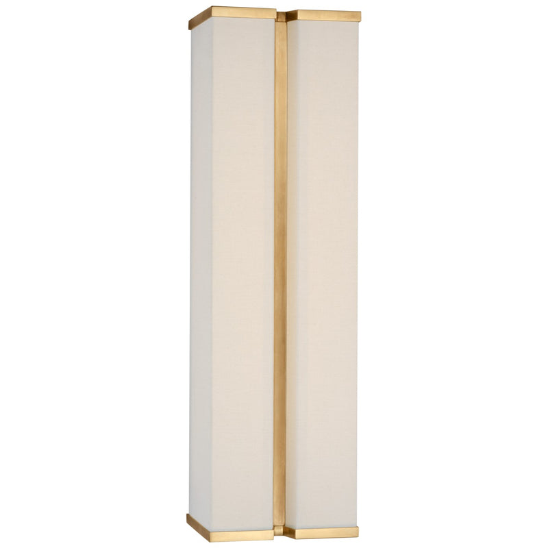 Visual Comfort Signature PCD 2250HAB/L LED Wall Sconce, Hand-Rubbed Antique Brass and Linen