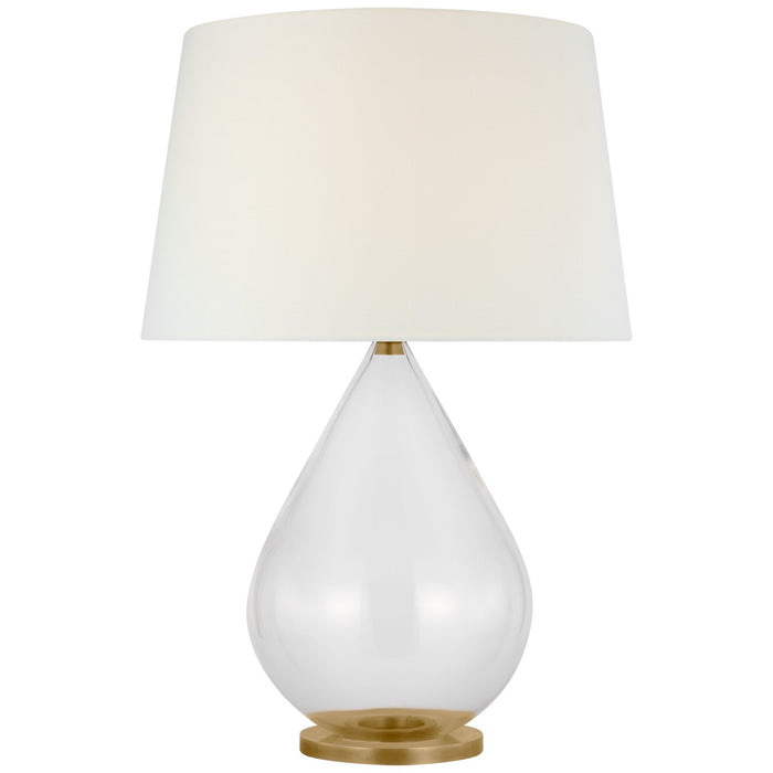 Visual Comfort Signature PCD 3180CG/HAB-L LED Table Lamp, Clear Glass and Hand-Rubbed Antique Brass