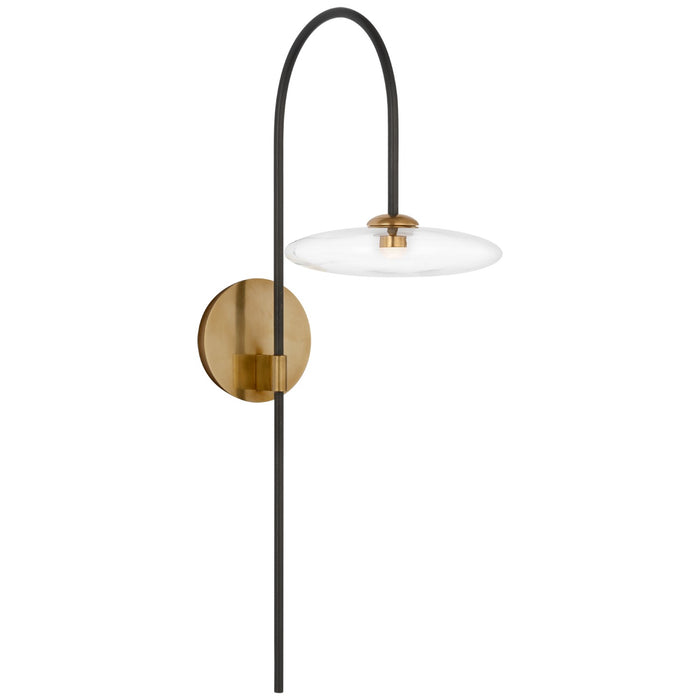 Visual Comfort Signature S 2692AI/HAB-CG LED Wall Sconce, Aged Iron and Hand-Rubbed Antique Brass