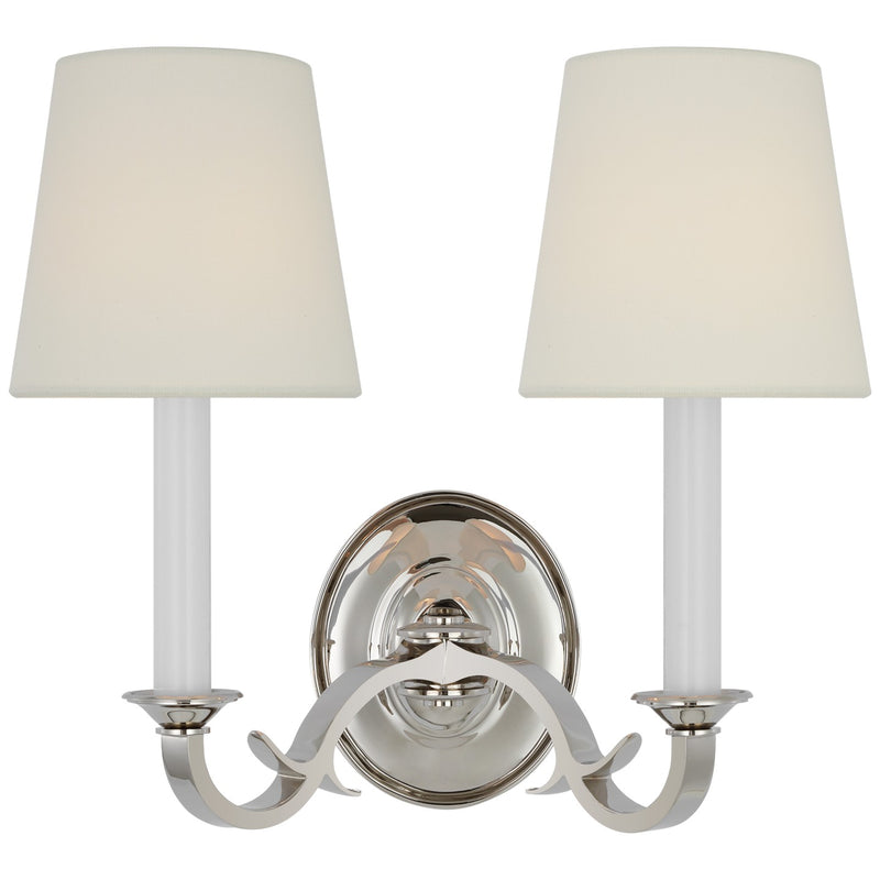 Visual Comfort Signature TOB 2121PN-L Two Light Wall Sconce, Polished Nickel