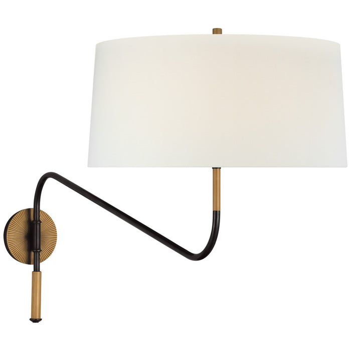 Visual Comfort Signature TOB 2350BZ/HAB-L LED Swinging Wall Light, Bronze and Brass
