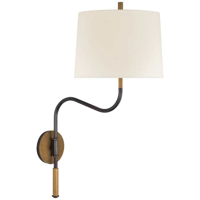 Visual Comfort Signature TOB 2351BZ/HAB-L LED Swinging Wall Light, Bronze and Brass