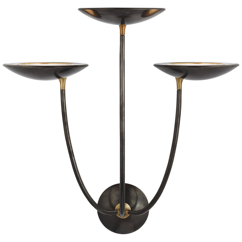 Visual Comfort Signature TOB 2785BZ/HAB LED Wall Sconce, Bronze and Hand-Rubbed Antique Brass