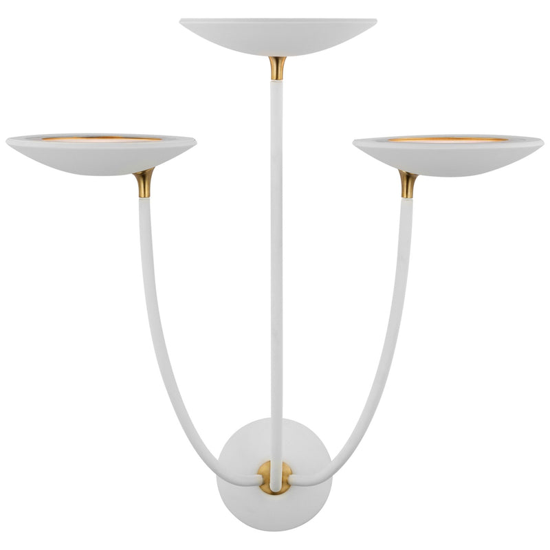 Visual Comfort Signature TOB 2785WHT/HAB LED Wall Sconce, Matte White and Hand-Rubbed Antique Brass