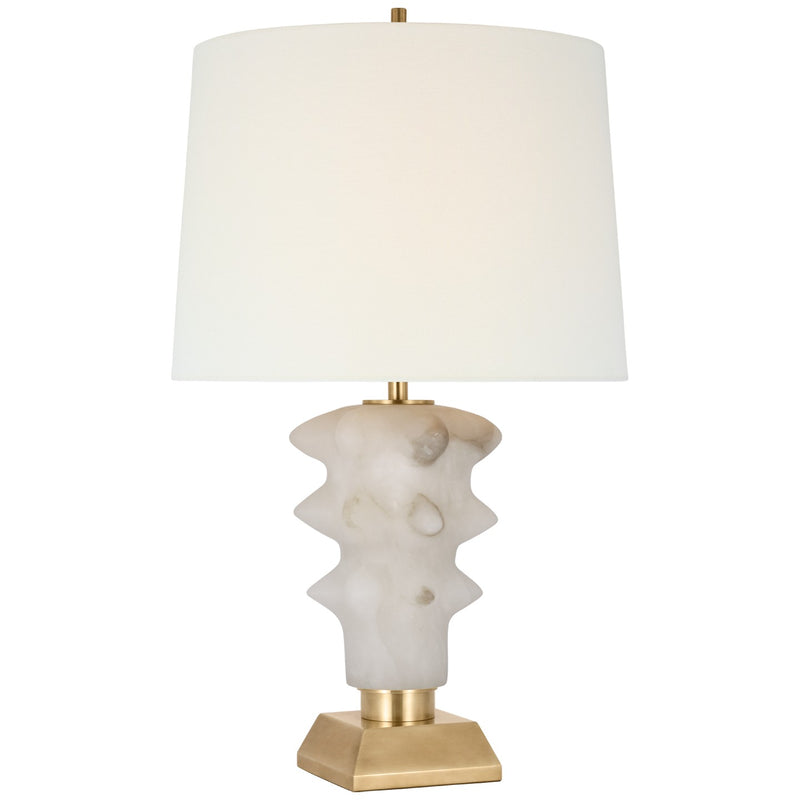 Visual Comfort Signature TOB 3552ALB/HAB-L LED Table Lamp, Alabaster and Hand-Rubbed Antique Brass