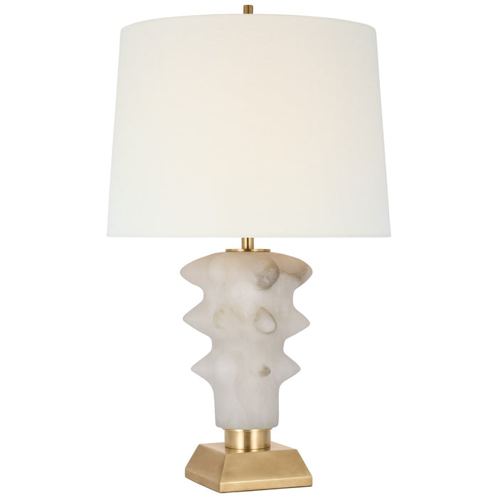 Visual Comfort Signature TOB 3552ALB/HAB-L LED Table Lamp, Alabaster and Hand-Rubbed Antique Brass