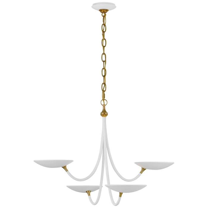 Visual Comfort Signature TOB 5780WHT/HAB LED Chandelier, Matte White and Hand-Rubbed Antique Brass