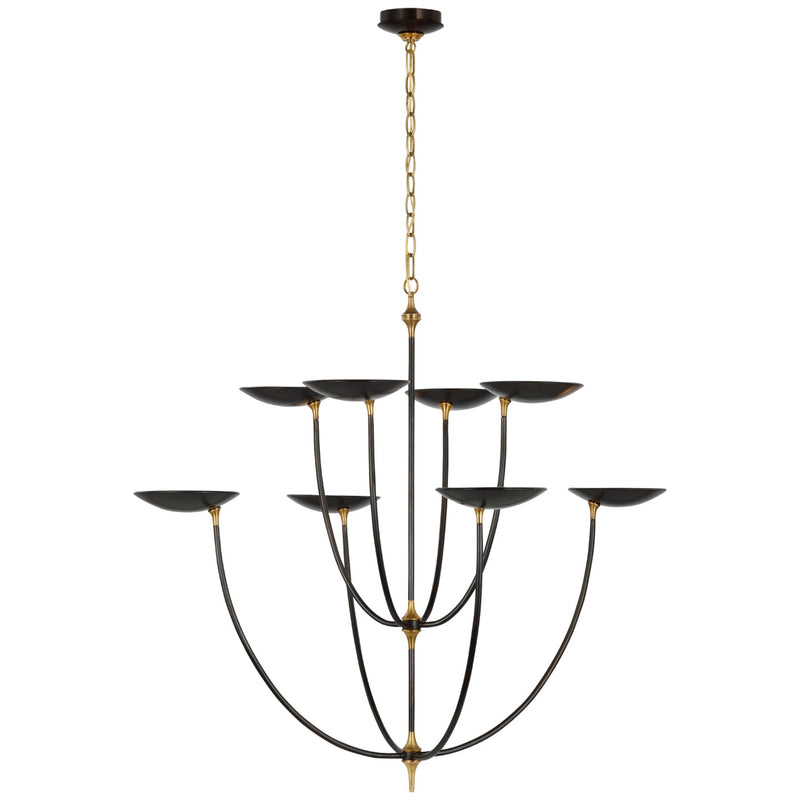Visual Comfort Signature TOB 5785BZ/HAB LED Chandelier, Bronze and Hand-Rubbed Antique Brass
