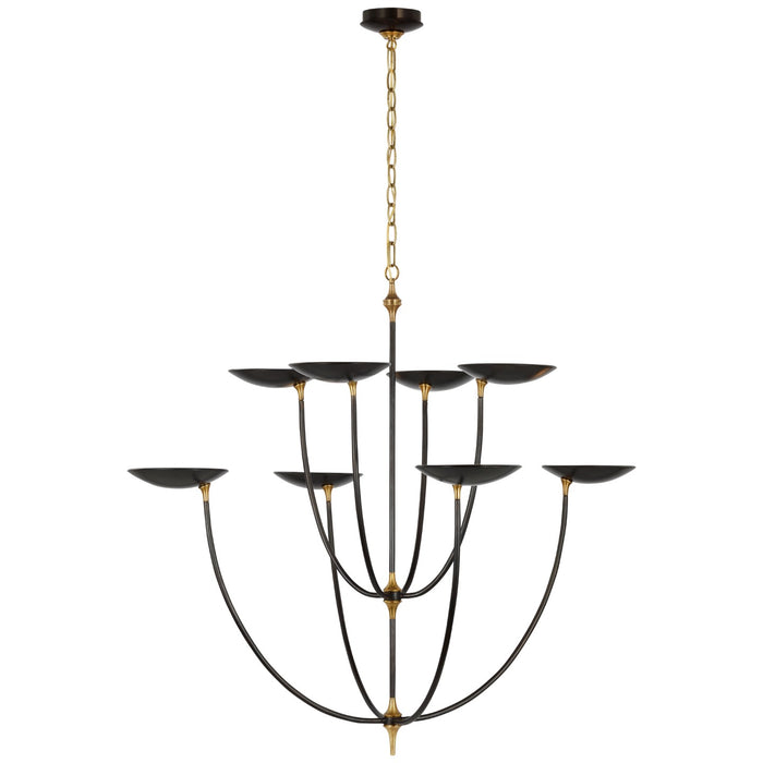 Visual Comfort Signature TOB 5785BZ/HAB LED Chandelier, Bronze and Hand-Rubbed Antique Brass