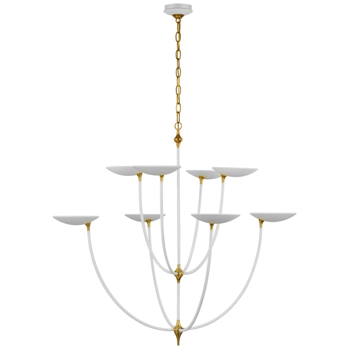 Visual Comfort Signature TOB 5785WHT/HAB LED Chandelier, Matte White and Hand-Rubbed Antique Brass