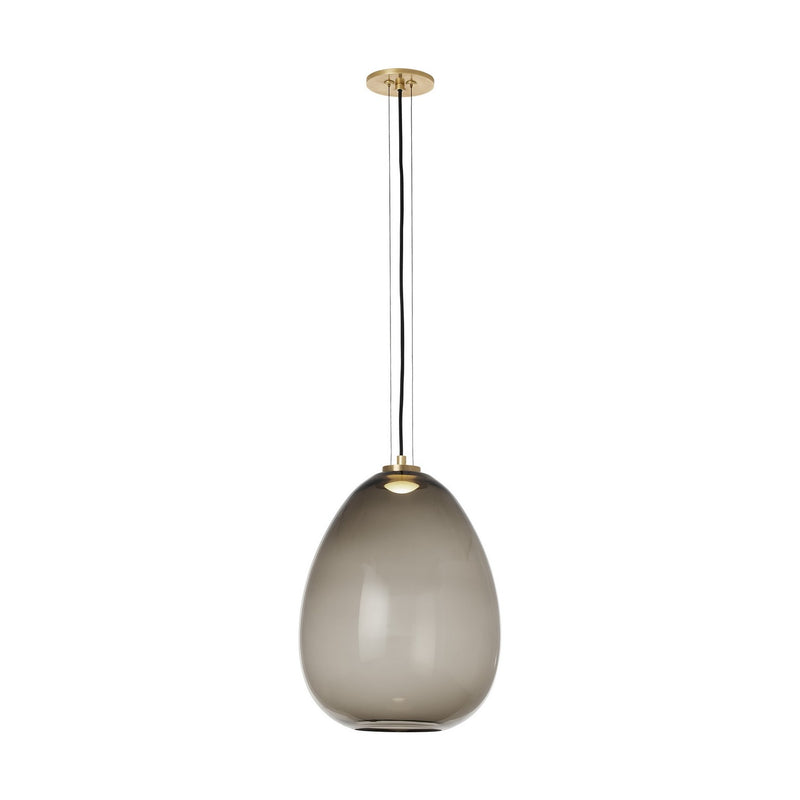 Visual Comfort Modern 700TDKPR13KNB-LED927 LED Pendant, Transparent Smoke/Natural Brass