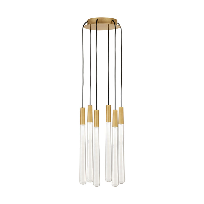 Visual Comfort Modern 700TRSPPYLC6RNB-LED930 LED Chandelier, Natural Brass