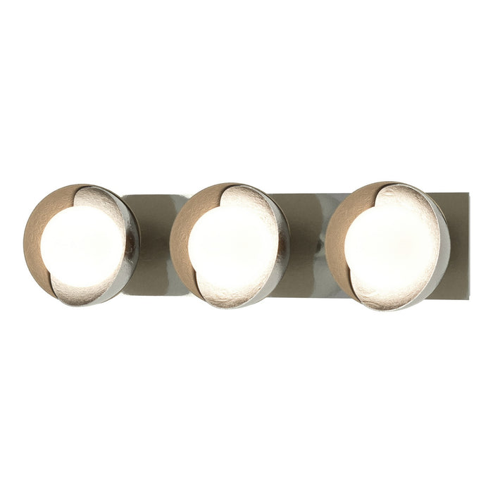 Hubbardton Forge 201378-SKT-85-84-GG0711 Three Light Bath Sconce, Sterling