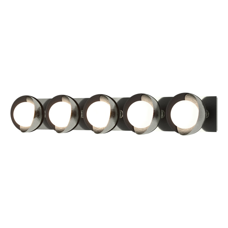 Hubbardton Forge 201379-SKT-85-10-GG0711 Five Light Bath Sconce, Sterling