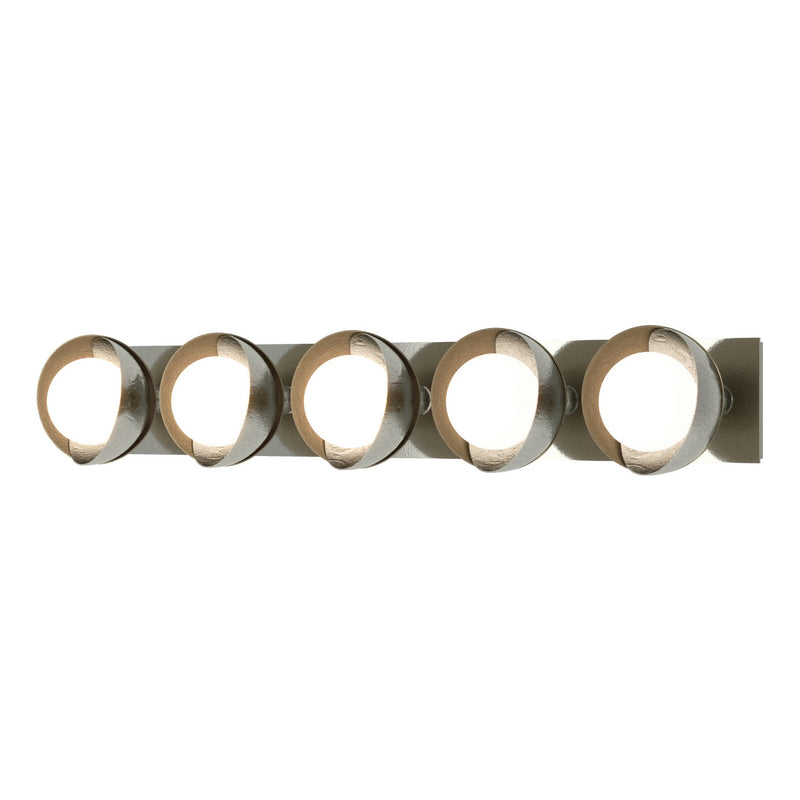 Hubbardton Forge 201379-SKT-85-84-GG0711 Five Light Bath Sconce, Sterling