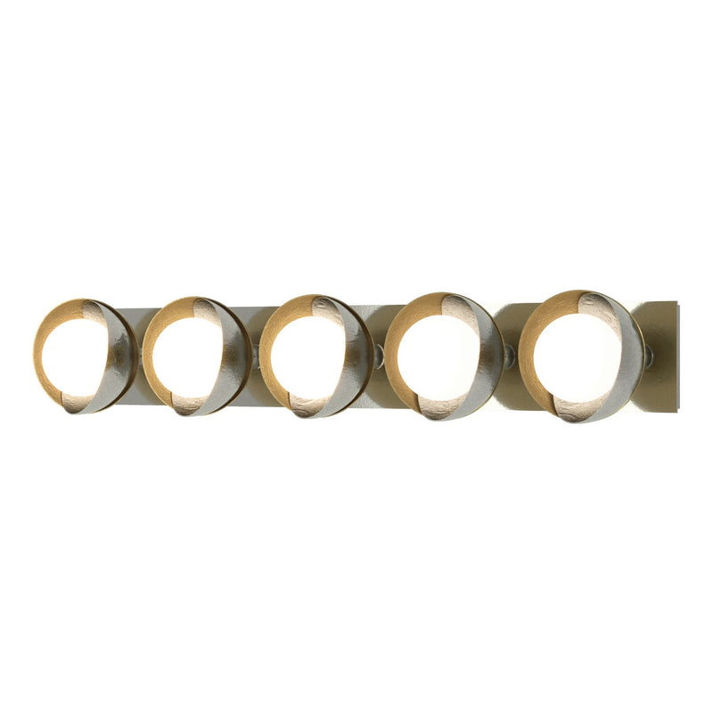 Hubbardton Forge 201379-SKT-85-86-GG0711 Five Light Bath Sconce, Sterling