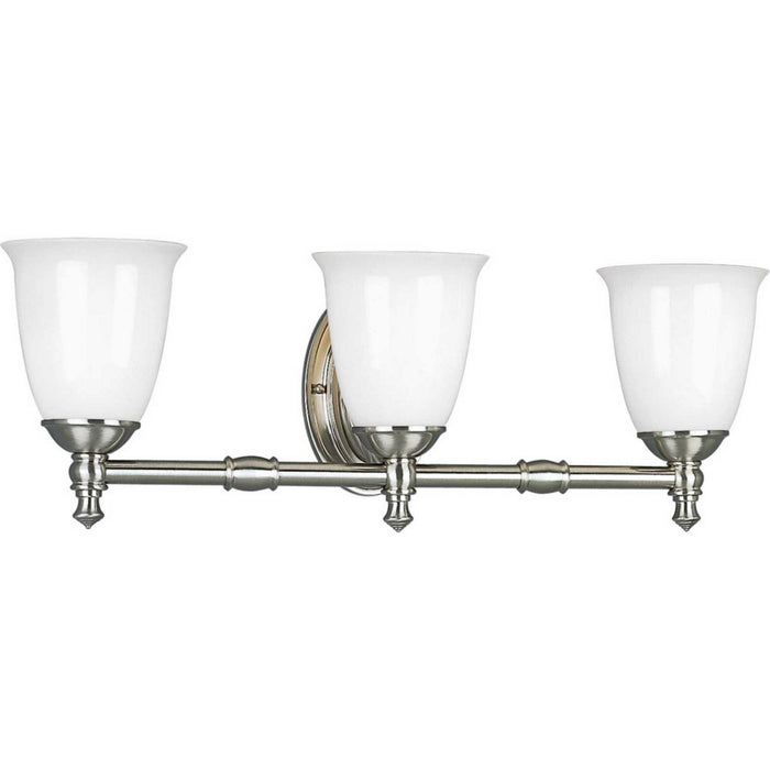 Progress Lighting P3029-09 Three Light Bath, Brushed Nickel