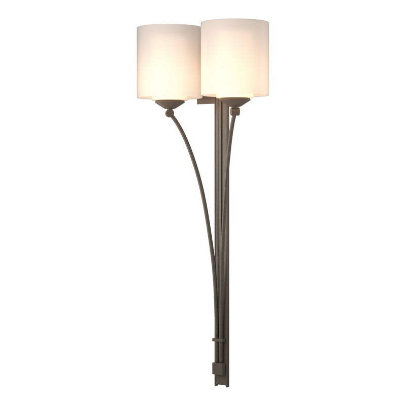 Hubbardton Forge 204672-SKT-07-GG0169 Two Light Wall Sconce, Dark Smoke