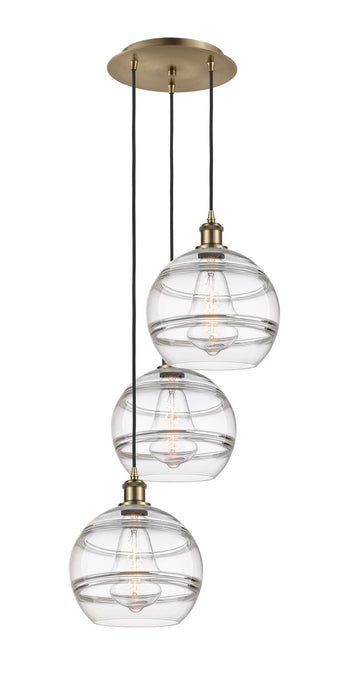 Innovations 113B-3P-AB-G556-10CL Three Light Pendant, Antique Brass