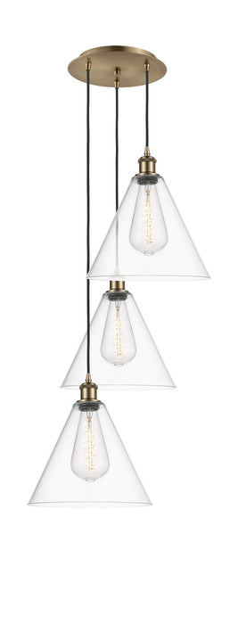 Innovations 113B-3P-AB-GBC-122 LED Pendant, Antique Brass