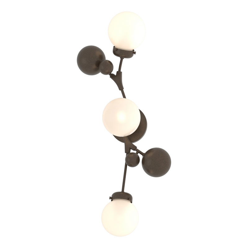 Hubbardton Forge 206050-SKT-05-GG0629 Three Light Wall Sconce, Bronze