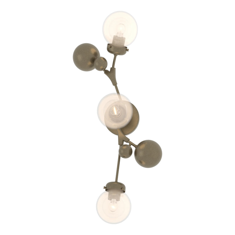 Hubbardton Forge 206050-SKT-84-WF0629 Three Light Wall Sconce, Soft Gold