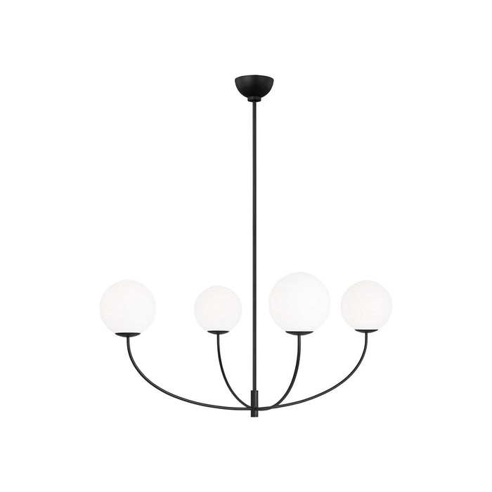 Visual Comfort Studio AEC1124MBK Four Light Chandelier, Midnight Black
