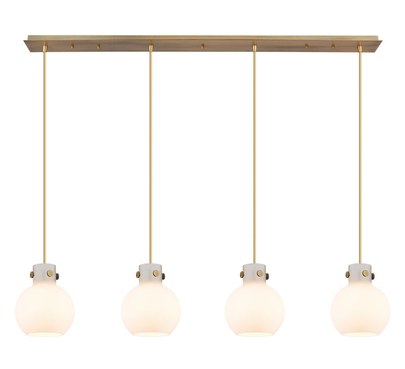 Innovations 124-410-1PS-BB-G410-8WH Eight Light Linear Pendant, Brushed Brass