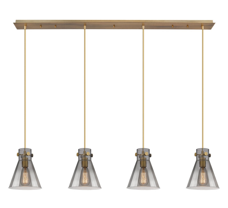 Innovations 124-410-1PS-BB-G411-8SM Eight Light Linear Pendant, Brushed Brass